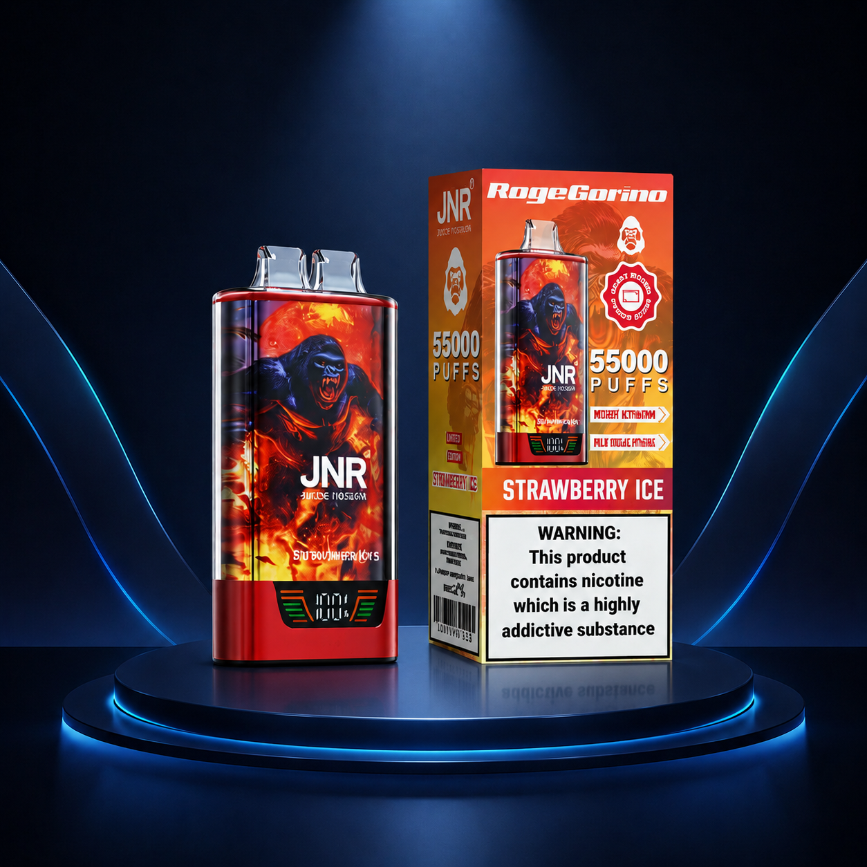 JNR RageGorilla 55K Portugal - vape descartável com nicotina, muitos puffs, 55000 puffs